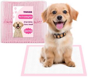 lot 5539 image: Tivcck Puppy Pads, 100PCS Disposable Puppy Training Pads, Pink, 13 x 18