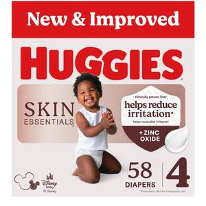 lot 5544 image: Huggies Skin Essentials Diapers Size 4, 58 Count