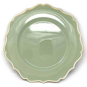 lot 5547 image: allgala 13-Inch 6-Pack Heavy Quality Round Charger Plates-Floral Sage-HD80346