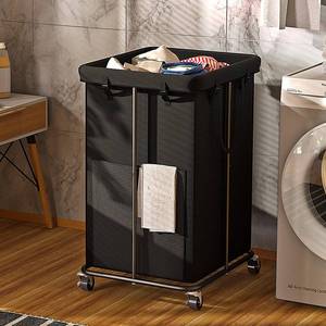 lot 5550 image: Laundry Basket 155L, Oxford Fabric Laundry Hampers, Metal Frame and Removable Bag Design with Wheels, Suitable for Bedroom, Bathroom, Dorm Room, Laundry Room (Pure Black)