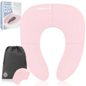 lot 6274 image: Jool Baby Folding Travel Potty Training Seat for Toddlers, Fits Round & Oval Toilets, Non-Slip Suction Cups, Includes Free Travel Bag (Pink)
