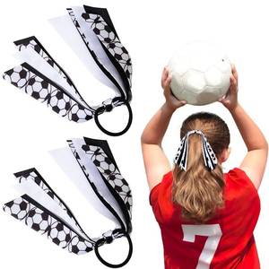 lot 6278 image: 2 Pieces Cheer Soccer Hair Accessories for Girls, Soccer Elastic Hair Ties Ponytail Holders Ribbon Soccer Hair Accessories for Girls Women Soccer Party Team Members