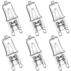 lot 6300 image: YBEK G9 Halogen Bulb 120V 25W T4 Type 2 Pin Base, Replacement for Range Hood Lights, Bathroom Light Bulbs, Microwave Ovens Candle Warmer Light Bulbs, Wax melt Bulbs Dimmable Warm White (6 Pack)