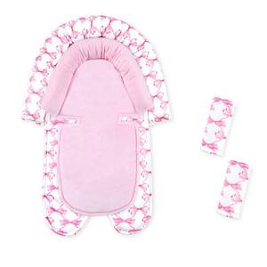 lot 6303 image: HNHUAMING Infant Car Seat Insert, Baby Car Seat Head & Body Support with 2 Straps Pads, Ultra Soft Newborn Preemie Carseat Insert Cushion for Girls, Fits Car Seat, Stroller, Swing, Bouncer, Pink Bow
