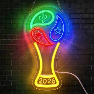 lot 6308 image: 2026 Soccer World Cup Neon Signs,Soccer Neon Signs,World Cup Trophy Neon,Dimmable LED Neon Signs for Wall Decor,Soccer Trophy Shape Light Up Signs,Football Fans Night Light,for Bar,Room,Sports Party