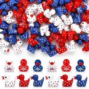 lot 6309 image: 200 Pcs USA 250th Anniversary Mini Ducks 4th of July Party Favors Patriotic Red White Blue Resin Ducks Figurines American 250 Years Birthday Tiny Miniature Ducks for Independence Day Party Supplies
