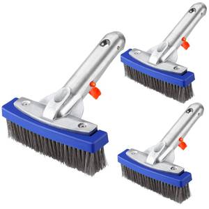 lot 6315 image: Gejoy 3 Pcs 5.5 Inch Pool Brush Head Stainless Steel Pool Brush Heavy Duty Pool Brush Swimming Pool Algae Brush with Aluminum Handle and Stainless Steel Bristles for Cleaning Pool to Fit Most Poles