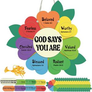 lot 6319 image: Capoda 28 Sets Sunday School Crafts for Kids God Says You are Sunflower Crafts DIY Christian Religious Sunflower Gifts for Kids Sunday School VBS Classroom Church Activity Supplies(Rainbow,Vivid)