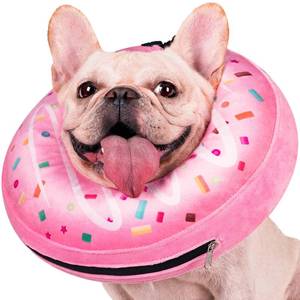 lot 6323 image: Didopet Inflatable Dog Pillow Cone Collar After Surgery, Donut Soft Neck Cone for Beagle French Bulldog Medium Plus Dogs, etc, Recovery E Collar to Stop Licking Pink