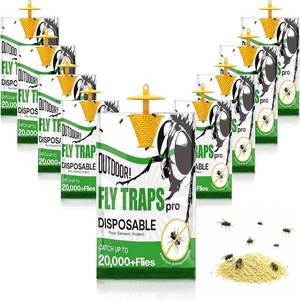lot 6337 image: 9 Pack Fly Traps Outdoor Hanging, Portable Disposable Fly Catcher, Add Water Outdoor Flying Insect Trap Fly Traps for Patio, Backyard, Ranch & Garbage Areas