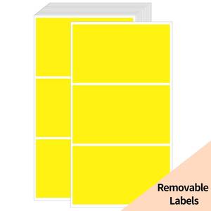 lot 6343 image: STARLIBOO Removable Colored Labels Stickers, 3X5 Inch Removable Large Label Stickers for Moving Boxes and Storage Bins- Waterproof- Tear Resistant (Yellow)