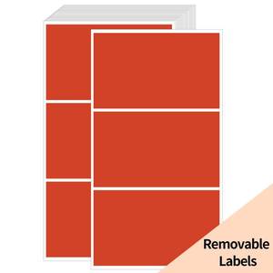 lot 6347 image: STARLIBOO Removable Colored Labels Stickers, 3X5 Inch Removable Large Label Stickers for Moving Boxes and Storage Bins- Waterproof- Tear Resistant (Red)