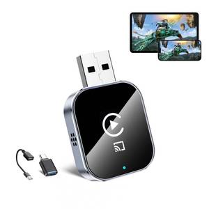 lot 6349 image: Wireless CarPlay Adapter for Apple iPhone - 4 in 1 Airplay Mirror Link Adapter Multi-User Seamless Connection Converts Wired to Wireless CarPlay Adapter - No Latency from iOS 10 to Screen wUSB-C