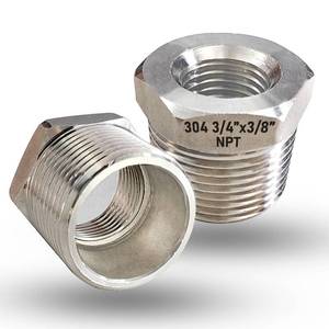 lot 6371 image: 2 Pcs 304 Stainless Steel 34 Male to 38 Female Reducer Bushing, 34 Inch Male to 38 Inch Female NPT Pipe Fitting Reducing Adapter Tube Connector Convert (34 Male x 38 Female)