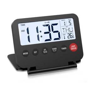 lot 6379 image: ORIA Digital Travel Alarm Clock, Small Foldable Alarm Clock, Battery Operated LCD Desk Clock, Simple Operation Calendar Clock with Backlight, Date, Temp, Snooze, for Travel Business Trip Home