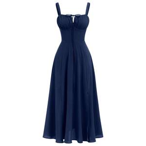 lot 6391 image: Womens Corset Dress Formal Cocktail Dresses Going Out Casual Sundress Split Thigh Spaghetti Strap Vintage Dress Navy Blue size L