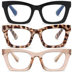 lot 6408 image: FSRTEP Stylish Readers for Women 3 Pack Reading Glasses with Blue Light Blocking and Spring Hinge HBK 1.25