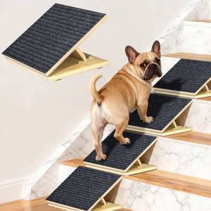 lot 7202 image: TNELTUEB 4 Pack Upgraded Dog Ramps for Stairs, Adjustable Stair ramp for Dogs,Portable Dog Stairs with Mat for Small Dogs and Cats, Non-Slip Pet Steps for Elderly or Injured Pets