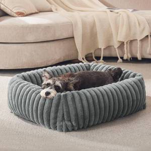 lot 7207 image: FURTIME Dog Bed for Small Dogs, Cat Beds for Indoor Cats Washable, Orthopedic Rectangle Soft Calming Puppy Bed with Removable Cover, Durable Pet Cuddler with Anti-Slip Bottom, Grey, S (20x19x6)