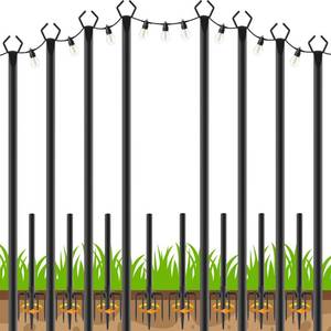lot 7208 image: LETIANPAI 8 Pack String Light Poles,10 FT Metal Poles with Fork for Outdoor String Lights,Outdoor Light Poles with Fork,PolesPostStand for Outside