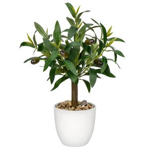 lot 7210 image: Briful 15 Inch Small Artificial Olive Tree in White Pot Tabletop Decor
