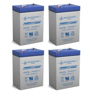 lot 7221 image: Power Sonic PS-640 SLA Battery 6v 4.5AH F1 Terminal - 4 Pack