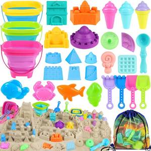 lot 7228 image: RACPNEL Beach Toys with Collapsible Buckets, Ice Cream Castle for Kids 3-12