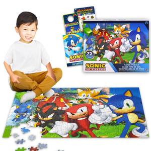 lot 7230 image: Sonic the Hedgehog Floor Puzzle for Kids Ages 3-5, Jumbo 30 x 20 Bundle