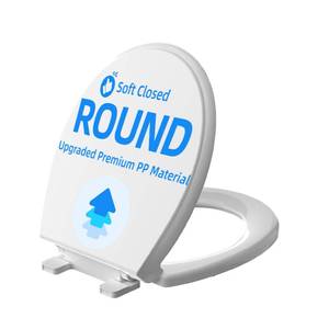 lot 7232 image: Round Toilet Seat 16.5 Inch, Soft Close Toilet Seat, Quiet No Slam Toilet Lid, Easy Install & Quick Release, Durable PP Plastic, Easy Clean, Fits Most Standard Round Toilets, White