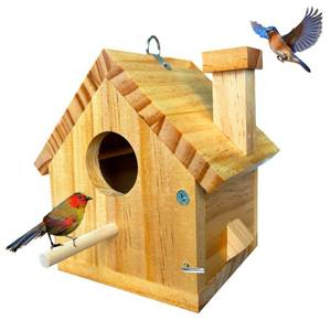 lot 7235 image: LENEDI Bird Houses for Outside Clearance, Bird House Natural Wood Birdhouse with Pole, Hanging Blue Bird Houses for Outdoors Garden Country, Finch Cardinals Swallow Wren Bluebird House