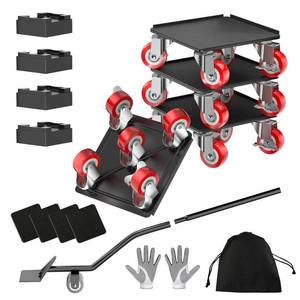 lot 7245 image: LOYAL TIGER 1500LBS Heavy Duty Furniture Dolly & Movers Set (5.4 Inch, Red)