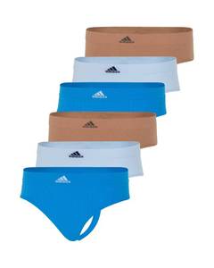 lot 8103 image: adidas Womens Seamless Thong Underwear Multipack, Pulse Blue RibbedClear SkyToasted Almond (6 Pack), Small