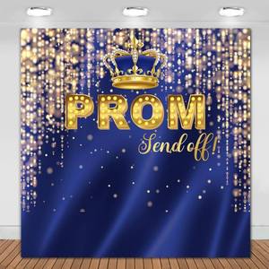 lot 8109 image: Fitumiw Prom Send Off Backdrop Blue and Gold 2026 Graduation Photography Background Party Decorations Class of 2026 Congrats Grad Banner Photo Booth Props (Blue and Gold, 6x6ft)