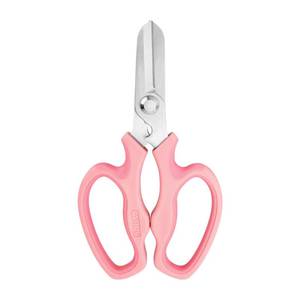 lot 8114 image: 7.5 Inch Pink Straight Blade Floral Pruning Shears Built-In Thorn Remover