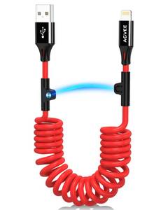 lot 8117 image: AGVEE 3ft Coiled USB-A to Lightning Cable MFI Certified Carplay