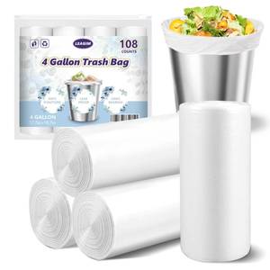lot 8125 image: 108 Count Small Trash Bags, 4 Gallon Garbage Can Liners Unscented Wastebasket Clear Trash Bags for Bathroom, Kitchen, Bedroom (15 Liter)