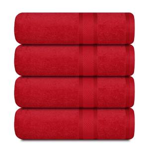 lot 8129 image: Casa Lino Bath Towels 27x54 Inch, 100% Cotton, Red, Set of 4 Large Soft