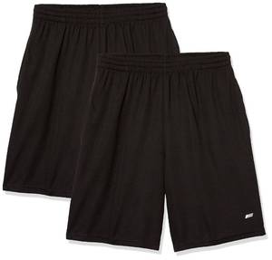 lot 8136 image: Amazon Essentials Mens Athletic Basketball Gym Shorts, Breathable Moisture Wicking Loose-Fit with Elastic Waist, Pack of 2, Black, X-Large