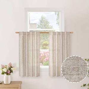 lot 8145 image: BGment Linen Cafe Curtains 30 Inch Length, Textured Small Drapes Light Filtering for Bathroom Kitchen Window Over Sink Rod Pocket Back Tab, 2 Panels, 34 Inch Wide Each Panel