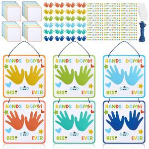 lot 8151 image: Lunmon 24 Set Fathers Day Crafts Kit for Kids Bulk Handprint Sign Crafts Kit DIY Gifts from Kids to Father for Sunday School Family Classroom Activities Art Projects(Cardboard)