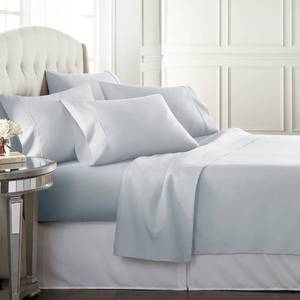 lot 8152 image: Danjor Linens Bed Sheet Set Full Size for Teens, Hotel Premium Sheets with 4 Pillowcases, Lightweight Brushed Microfiber Deep Pockets, Breathable Cooling 6 Piece Bedding Sets, Ice Blue