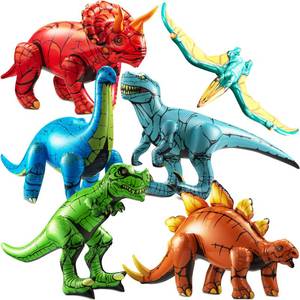 lot 8156 image: 6-Pcs Inflatable Dinosaur Birthday Party Decorations - Large Blow-Up Dino Toys for Kids (20-26) Dinos for Boys or Girls - Self-Standing Vinyl Balloons for Jurassic Theme Party & Pool Floats