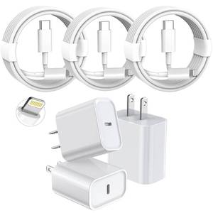 lot 8159 image: 3 Pack Fast Charger iPhone,��Apple MFi Certified��6FT iPhone Charger Fast Charging USB C Block Wall Adapter 6 Foot Type C to Lightning Cable for iPhone 14 Pro Max14 Plus13 Pro1212Pro11XSX,AirPods