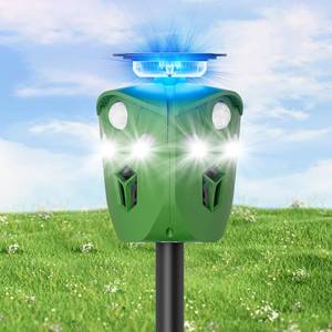 lot 8161 image: G-Jyuncyou 360° Solar Animal Repellent for Yard & Garden �� No Blind Spot Motion Sensor to Keep Deer, Raccoons & Cats Away, Waterproof Ultrasonic & Flashing Light Outdoor Deer Deterrent
