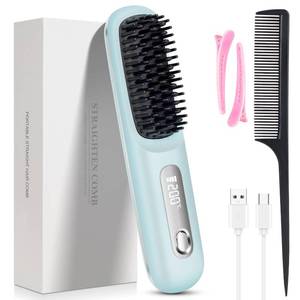 lot 8165 image: Go Brush Pro,2026 New Cordless Straight Hair Brush, Portable Scald-Proof mini Straight Hair Comb with Three Temperature Settings and LED Display Screen, Quickly Heating Travel Hair Brush (Dark Blue)