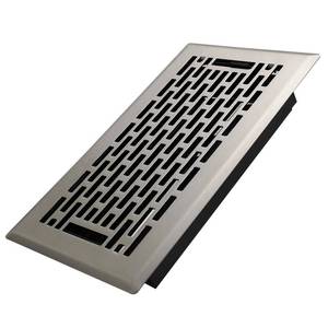 lot 8173 image: Howeall 4x8 Inches Heavy Duty Walkable Floor Register - Easy Adjust Air Supply Lever Decorative Floor Vent Covers, Boston Design Vent Covers for Home - Satin Nickel