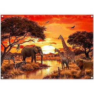 lot 8174 image: ZTHMOE 7x5ft African Safari Backdrop Wild Animals Banner