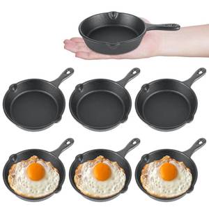 lot 8177 image: LDHHYH 6 Pack Mini Cast Iron Skillet, 4 Inch Small Cast Iron Frying Pan, Pre-Seasoned Cast Iron Skillet Set, Black Non-Stick Mini Egg Frying Pan for Stove, Oven, Grill Safe, Indoor and Outdoor Use