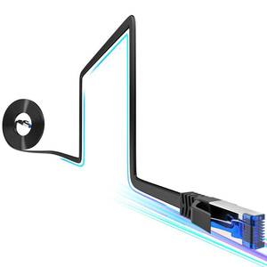 lot 8190 image: Cat8 Flat Ethernet Cable 50 FT Indoor & Outdoor, Invisable Ultra-Thin Ethernet Cable High Speed 40Gbps 2000Mhz, Flexible Shielded Internet Cable, Cat 8 SFTP Network Cable for HomeOfficeGaming, Black