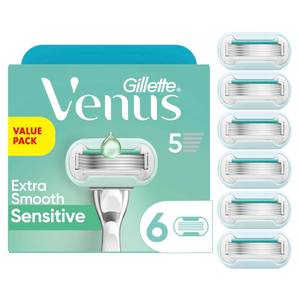 lot 8193 image: Gillette Venus Extra Smooth Sensitive Womens Razor Blade Refills, 6 Count, Designed for Women with Sensitive Skin